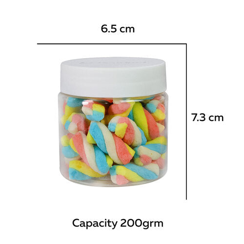 Pearlpet Round Dibbi Jar, Set of 6 (200 ml)