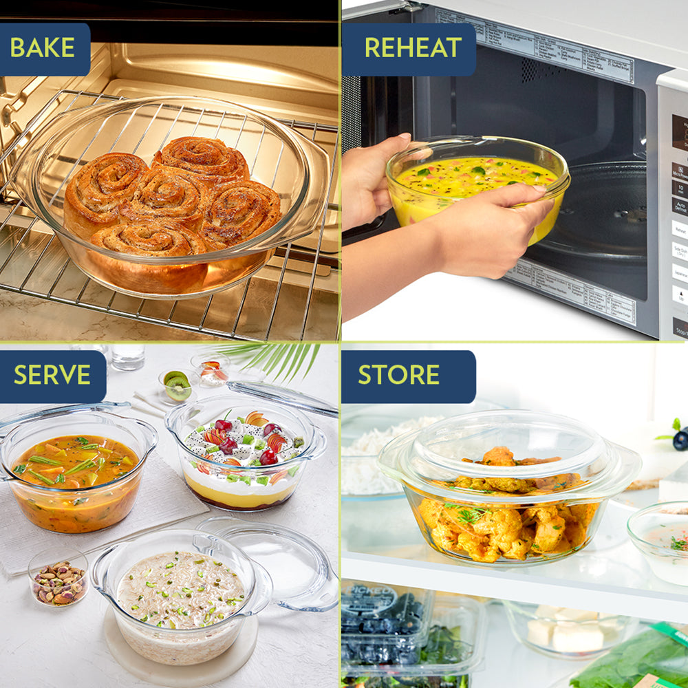 Borosil Deep Round Casserole (1.2 L)