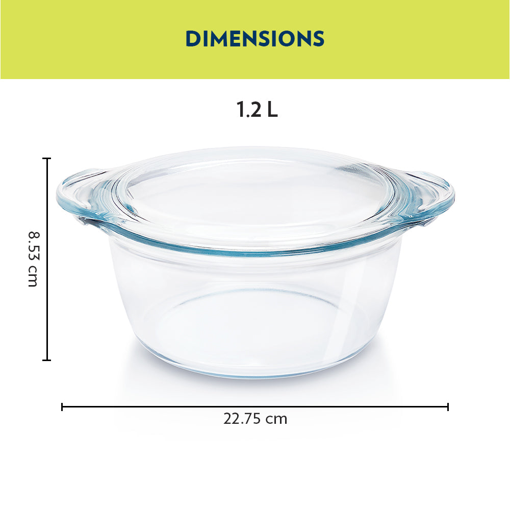 Borosil Deep Round Casserole (1.2 L)