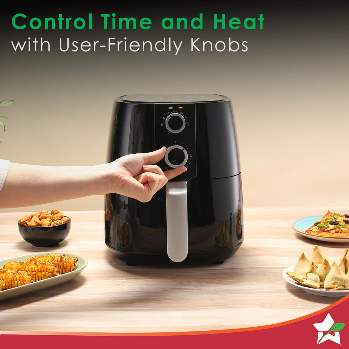 Wonderchef Prato Manual Air Fryer, Black (3.8L) (1450W)