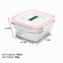 Glasslock Ring Taper Square Glass Container (400 ml)