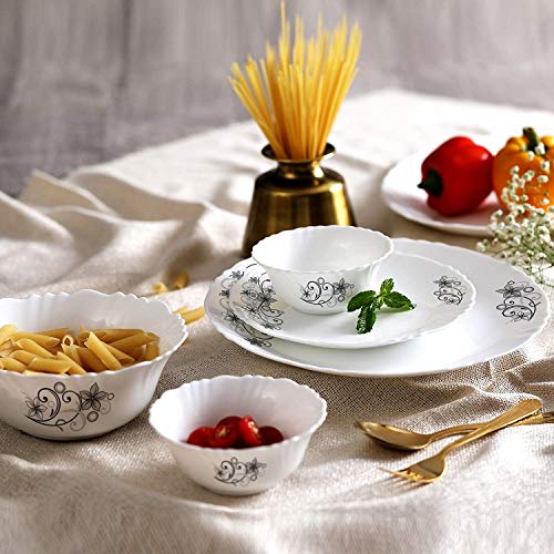 Cello Imperial Camber Black Opalware Dinner Set (27 Pieces)