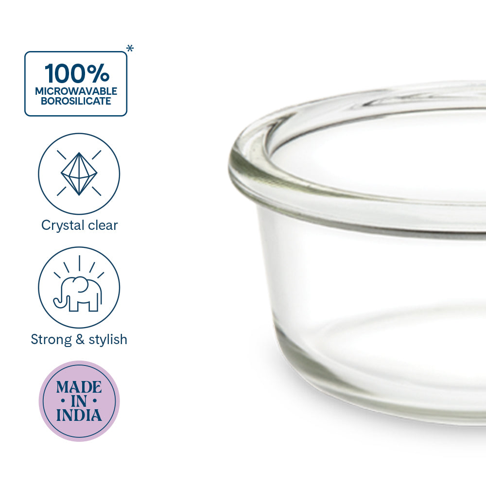 Borosil Klip N Store Round Glass Container (240 ml)