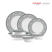 La Opala Diva Sovrana Persian Grey Opalware Dinner Set (35 Pieces)