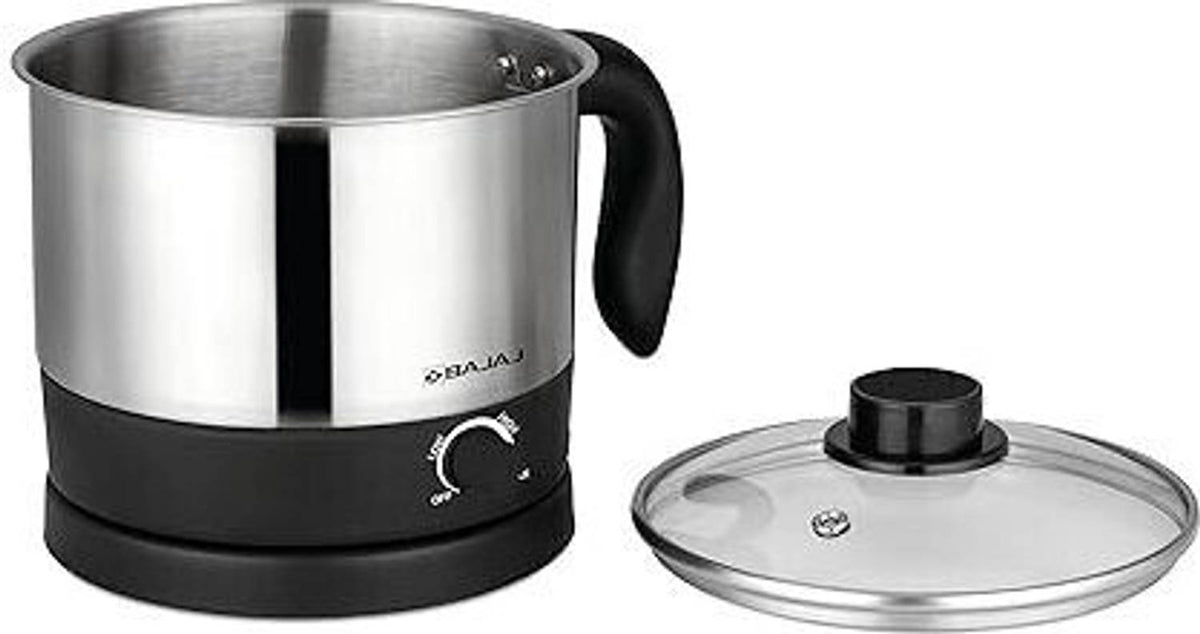 Bajaj KTS Multicook Electric Kettle, Black & Silver (1L)