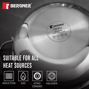 Bergner Hi-Tech Prism Kadai with Glass Lid (1.5L, 20 cm)