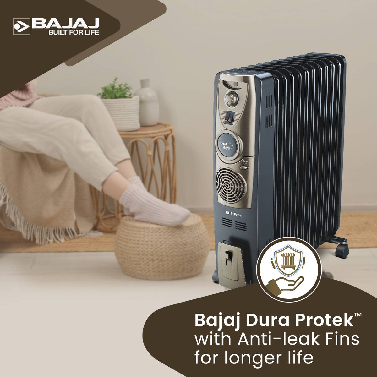 Bajaj Majesty RH 11F Plus Oil-filled Room Heater (2500W)