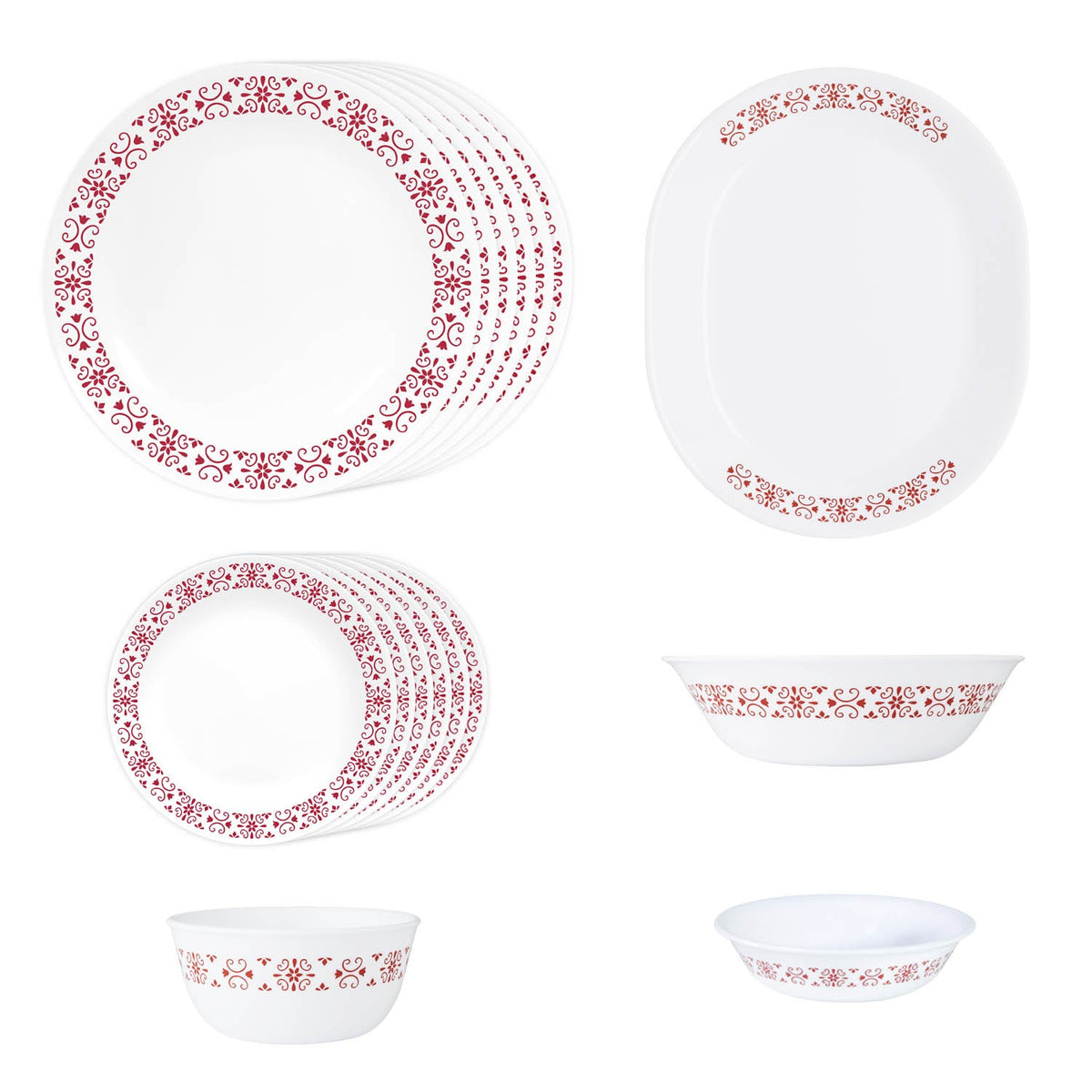 Corelle Livingware Red Trellis 21-Piece Dinner Set