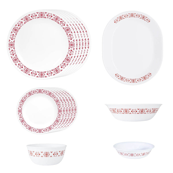 Corelle Livingware Red Trellis 21-Piece Dinner Set