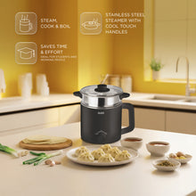 Glen Multi Cook Electric Kettle with Steamer, Silver & Black (1.5L, 600W)