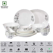 Cello Imperial Camber Black Opalware Dinner Set (27 Pieces)