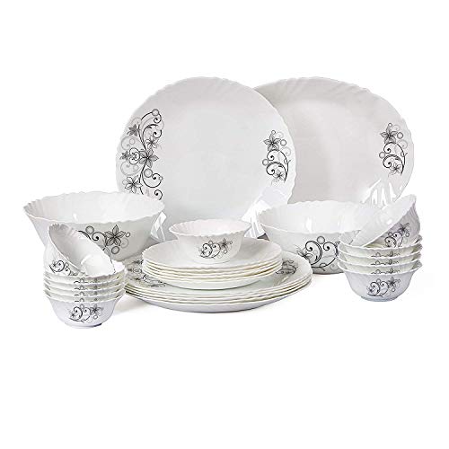 Cello Imperial Camber Black Opalware Dinner Set (27 Pieces)