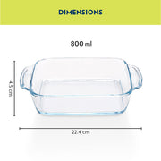 Borosil Square Dish with Handle without Lid (800 ml)