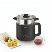 Glen Multi Cook Electric Kettle with Steamer, Silver & Black (1.5L, 600W)