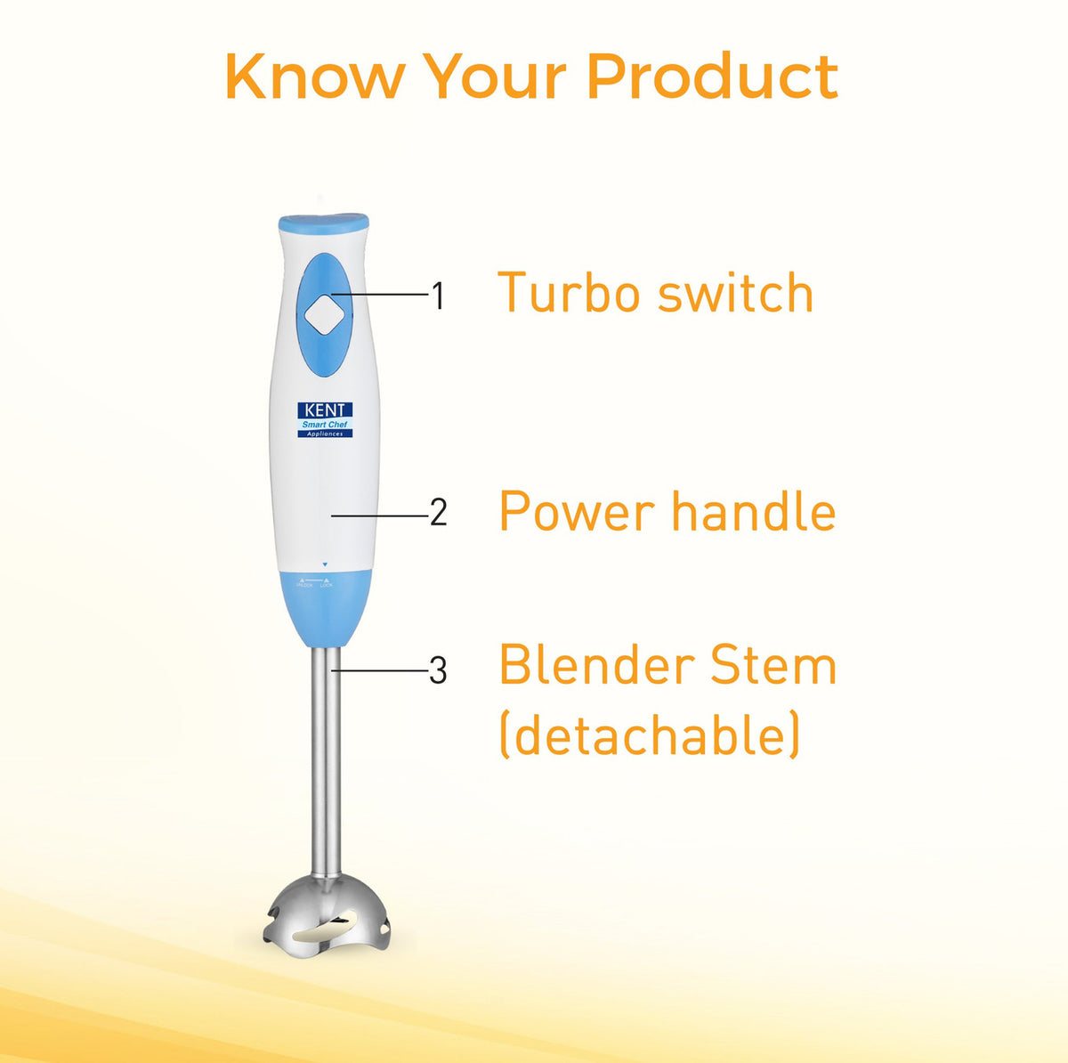 KENT EZZY Hand Blender, White & Blue (300W)