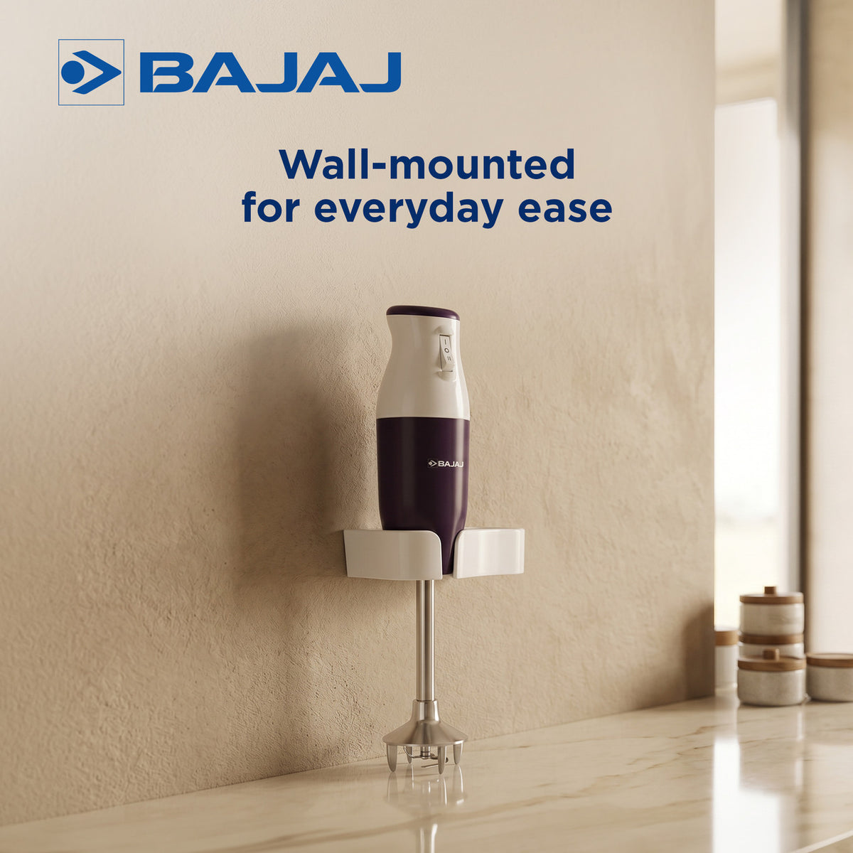 Bajaj HB 23 Hand Blender with Wall Mount, Purple & White (160W)