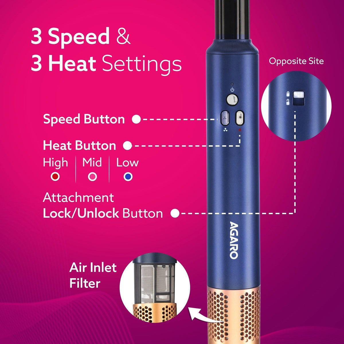 AGARO Imperial Multifunctional 6-in-1 Hair Styler, Blue (1200W)