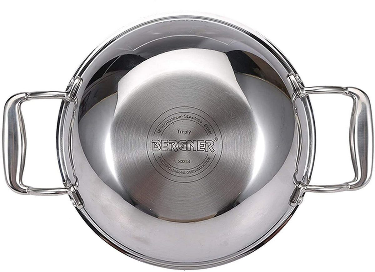 Bergner Hi-Tech Prism Kadai with Glass Lid (3.5L, 26 cm)