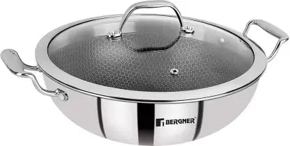 Bergner Hi-Tech Prism Kadai with Lid (5.8L, 32 cm)