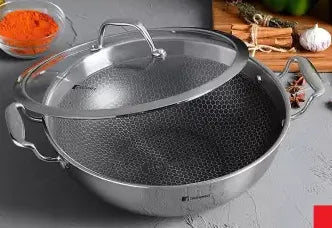 Bergner Hi-Tech Prism Kadai with Lid (5.8L, 32 cm)