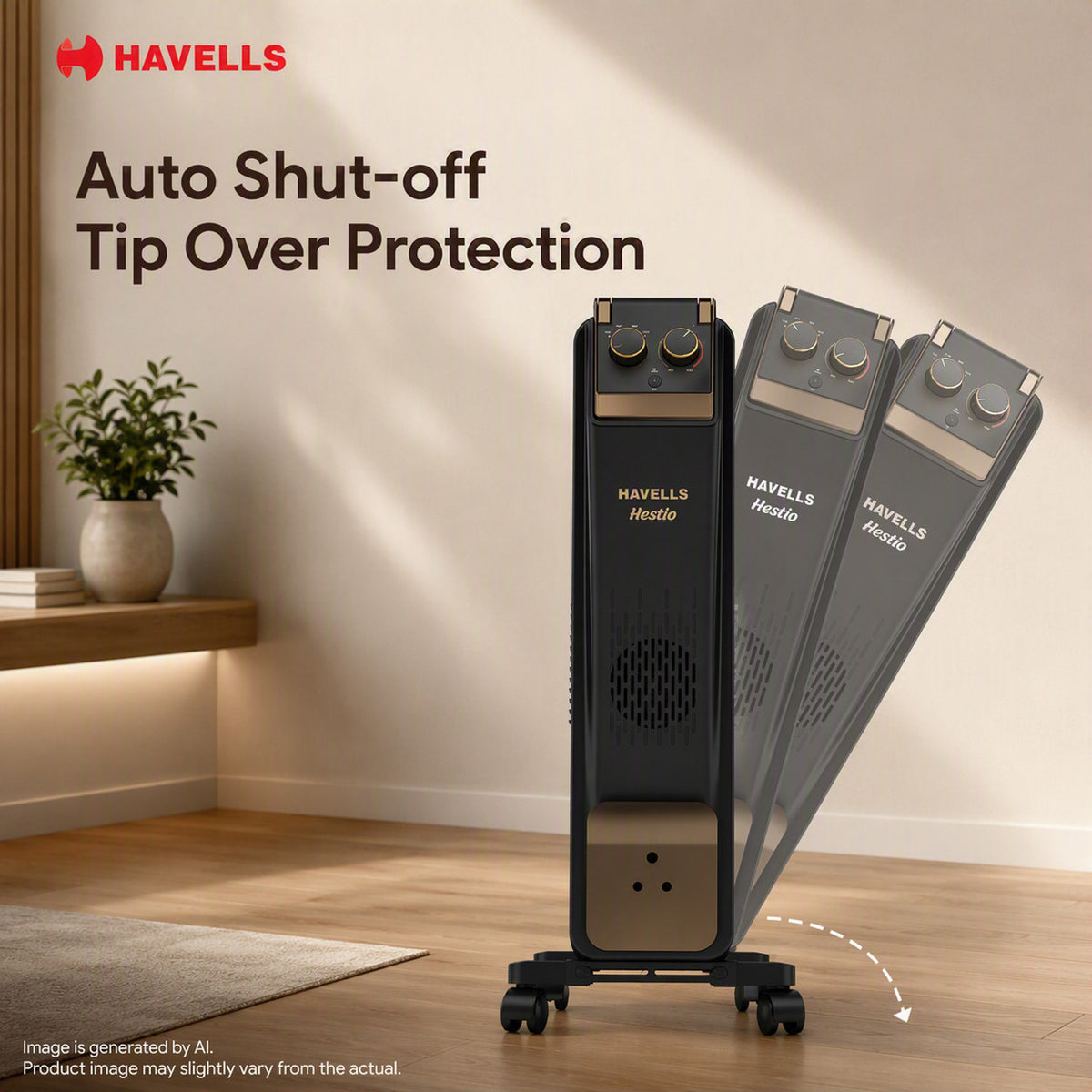 Havells Hestio Black 9 Straight Fin OFR Room Heater (2400W)