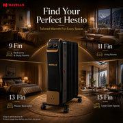 Havells Hestio Black 9 Straight Fin OFR Room Heater (2400W)