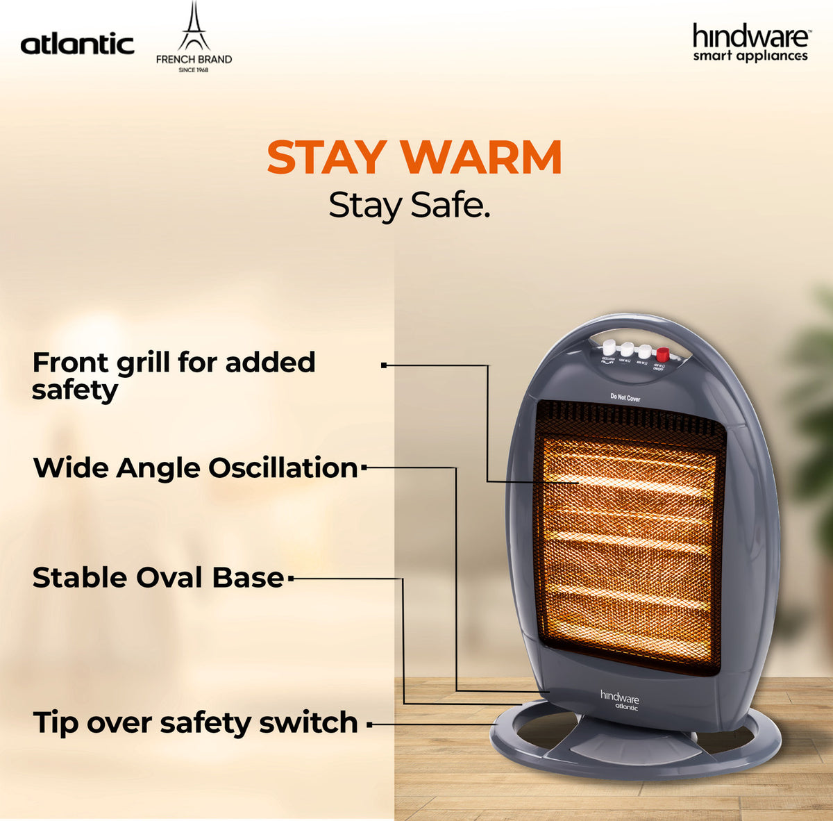 Atlantic Hindware Ignitio Hal Halogen Room Heater (1200W)