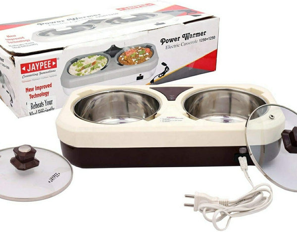 Jaypee Power Warmer Electric Casserole Set 1250 + 1250, Cream (1.2L)
