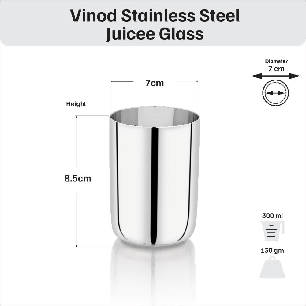 Vinod Stainless Steel Juicee Glass Set of 6 (300ml)
