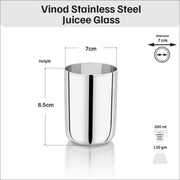 Vinod Stainless Steel Juicee Glass Set of 6 (300ml)