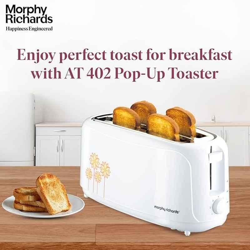 Morphy Richards AT 402 Pop-Up Toaster, White (4-Slice, 1450W)