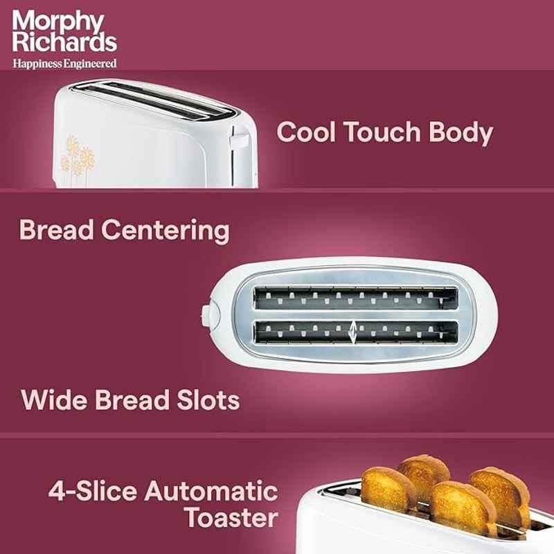 Morphy Richards AT 402 Pop-Up Toaster, White (4-Slice, 1450W)