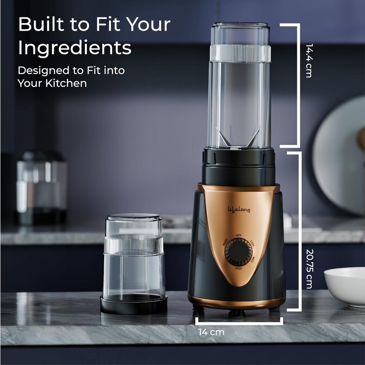 Lifelong LLNB22 Nutri Blender with 2 Jars, Black & Gold (400W)