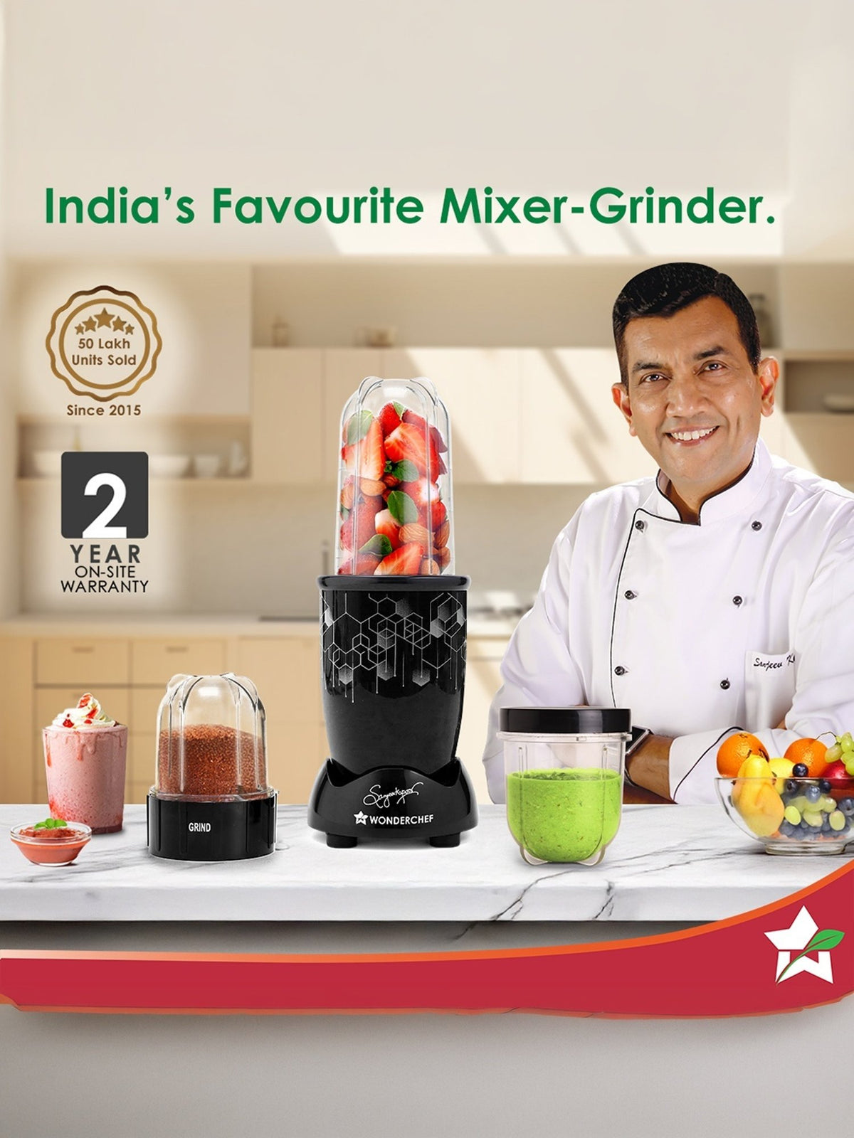 Wonderchef Nutri-blend Photon Mixer Grinder with 2 Jars, Black (400W)