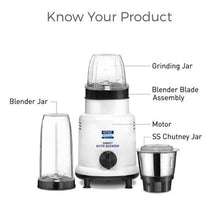Kent Smart Nutri Blender 16067 Mixer Grinder with 3 Jars, White (450W)