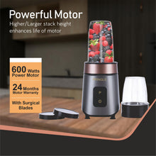 Pringle NB105 Nutri Blender with 2 Jars, Black & Silver (600W)