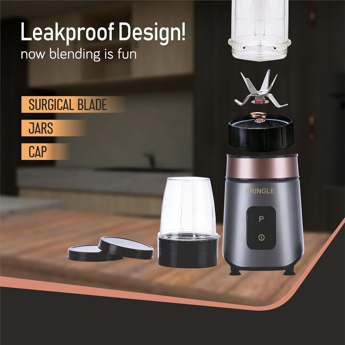 Pringle NB105 Nutri Blender with 2 Jars, Black & Silver (600W)