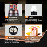 Pringle NB105 Nutri Blender with 2 Jars, Black & Silver (600W)