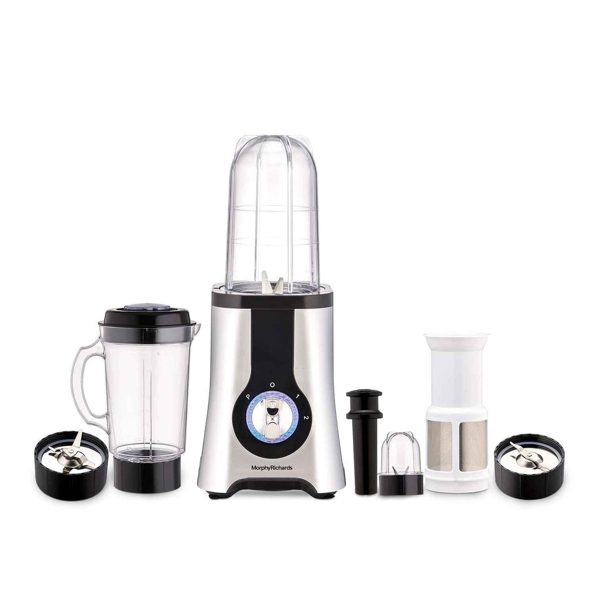 Morphy Richards 4-in-1 BlendMaster, Black & Silver (4 Jars, 400W)