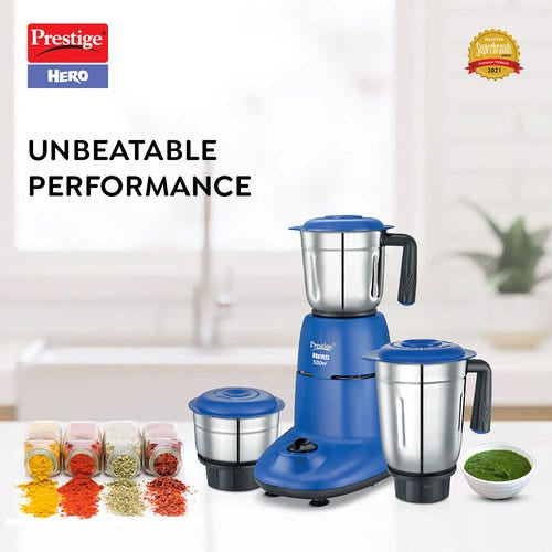 Prestige Hero Mixer Grinder (White) (550W)