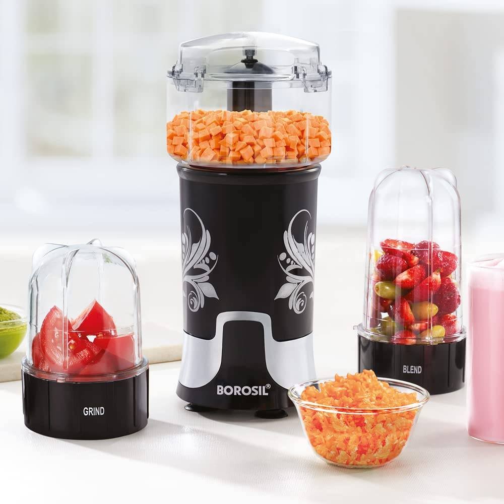 Borosil NutriFresh NB03 Blender, Grinder & Mincer, Black (400W)