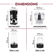 Borosil NutriFresh NB03 Blender, Grinder & Mincer, Black (400W)