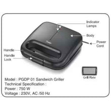 Prestige PGDP 01 Deep Grill Sandwich Toaster, Black (750W)