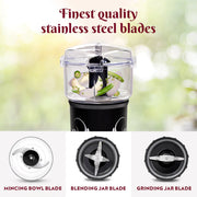 Borosil NutriFresh NB03 Blender, Grinder & Mincer, Black (400W)