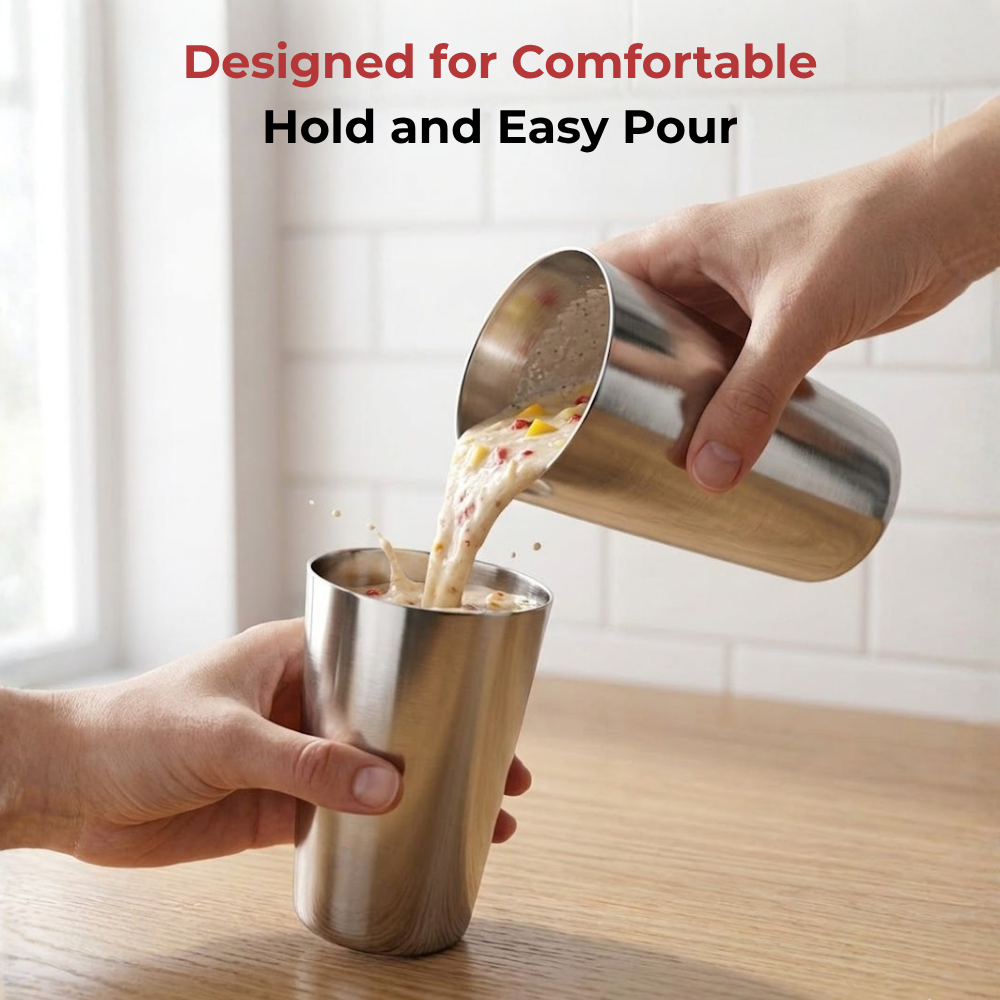 Vinod Alfa Stainless Steel Glass Set of 6 (300ml)