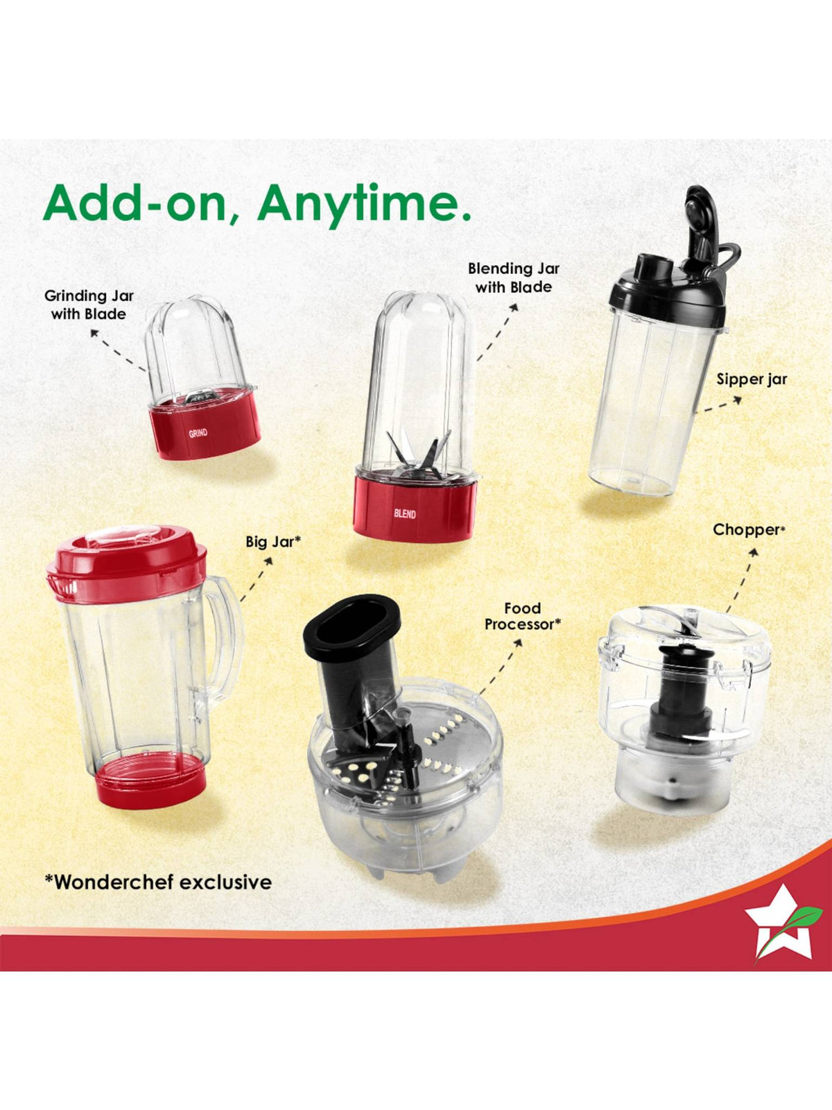 Wonderchef Nutri-Blend Blender & Grinder, Red (500W)