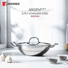 Bergner Argent 5CX Kadai with Lid, 5-Ply (20 cm)