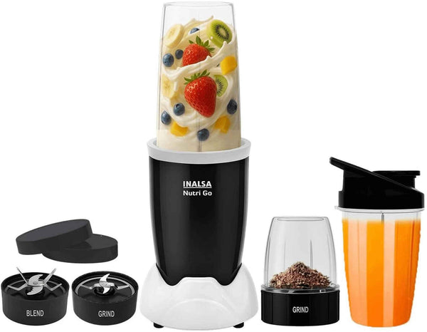 Inalsa Nutri Go Nutri Blender, Black/Grey (3 Jars, 500W)
