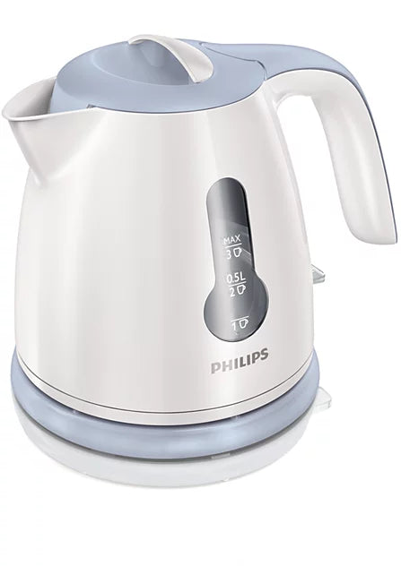 Philips Daily Collection HD4608/70 Mini Electric Kettle, White & Blue (0.8L)