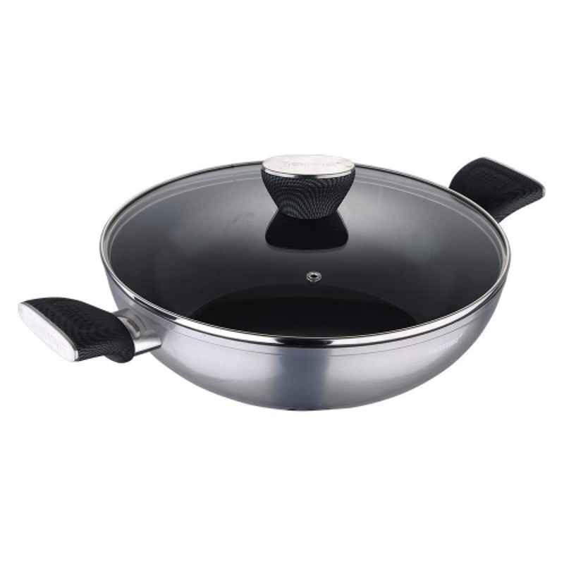 Bergner Carbon TT Kadai with Glass Lid (24 cm)